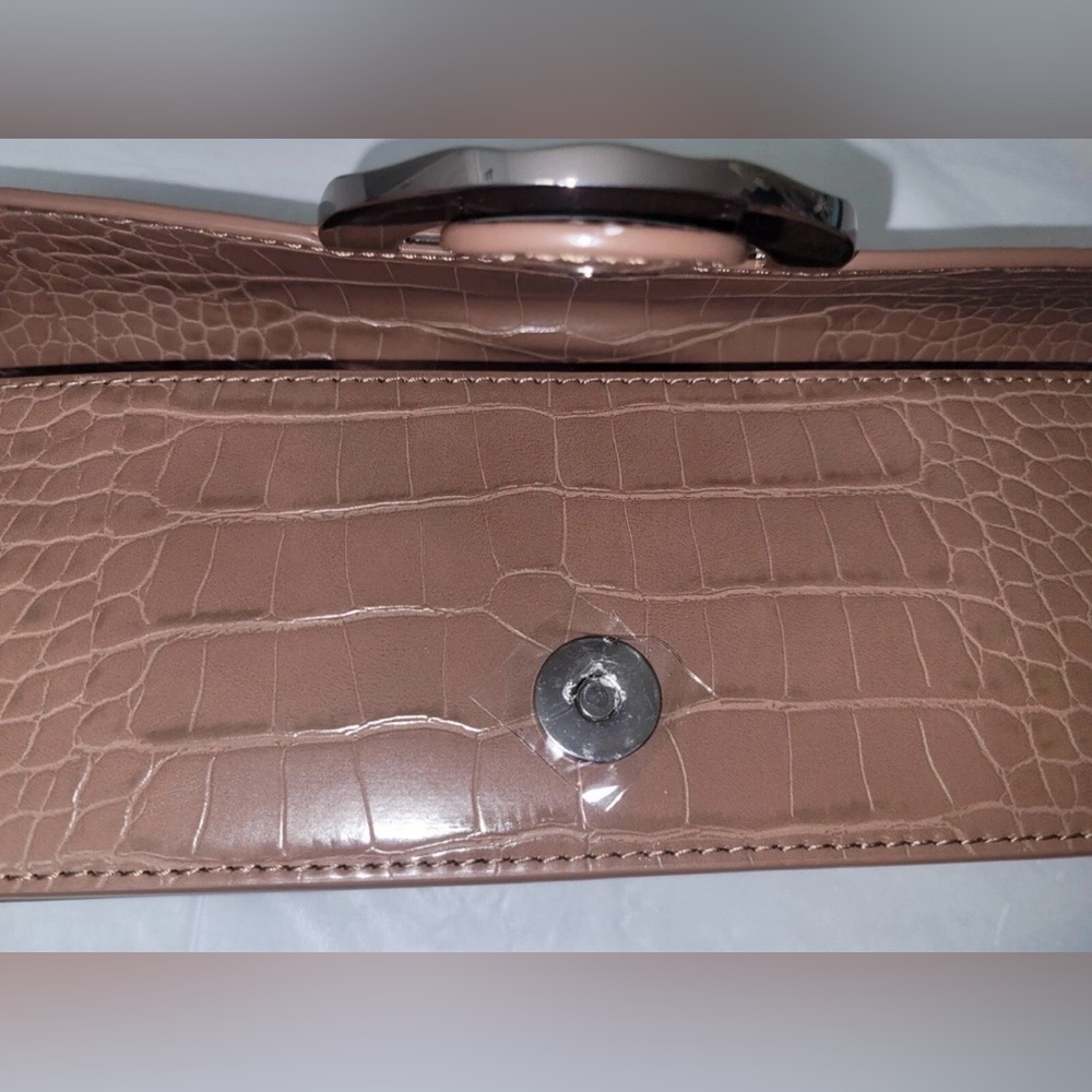 Charles & Keith Croc-Embossed Crossbody Bag in Brown Faux Leather & Dust Bag - Picture 15 of 16